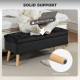 Storage Ottoman with Lid, Velvet Upholstered Storage Bench with Wood Legs for Living Room, Black
