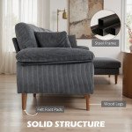 L-Shape Sofa with Changeable Chaise Lounge, 2 Pillows and Wooden Legs, Modern Sectional Couch for Living Room, Dark Grey