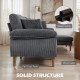 L-Shape Sofa with Changeable Chaise Lounge, 2 Pillows and Wooden Legs, Modern Sectional Couch for Living Room, Dark Grey
