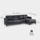 L Shaped Couch, L Shape Sofa with Chaise Lounge and Spring Cushion for Living Room, Bedroom, Charcoal Grey
