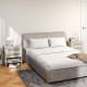 Set of 2 Boho Bedside Tables, Rattan Nightstands with 2 Drawers, Storage Shelf, End Side Tables for Bedroom, White Oak