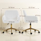 Office Chair, Faux Rabbit Fur Upholstered Vanity Desk Chair, Cream White