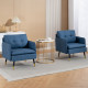 Accent Chairs Set of 2, Upholstered Armchairs with Tufted Back Cushion and Steel Legs for Living Room, Bedroom