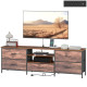 TV Stand for TVs up to 70 Inch, Industrial TV Console with Charging Station, 5 Drawers and Open Shelves, Rustic Brown
