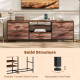 TV Stand for TVs up to 70 Inch, Industrial TV Console with Charging Station, 5 Drawers and Open Shelves, Rustic Brown