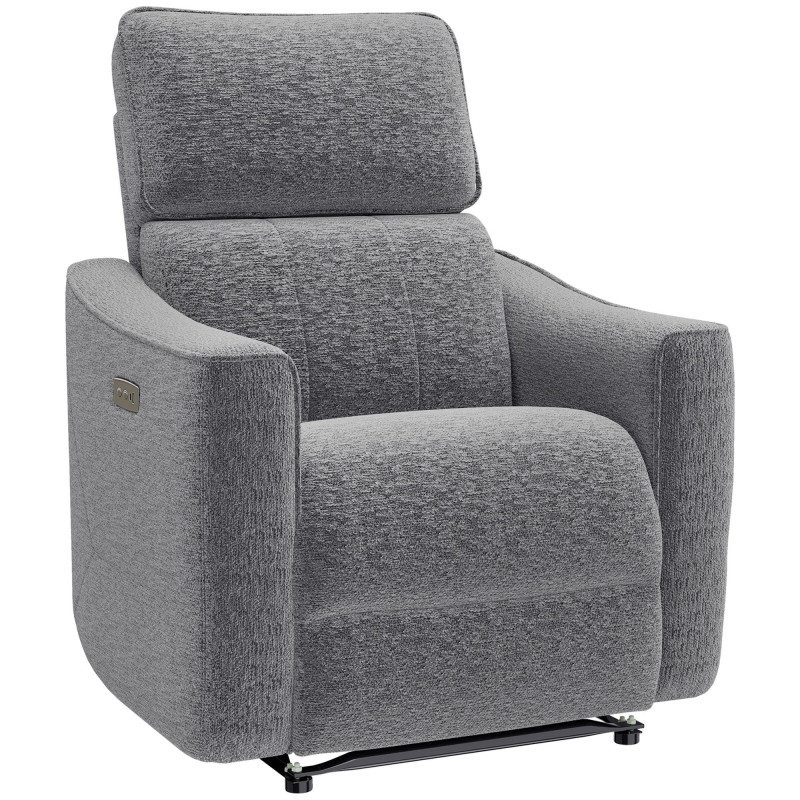 Power Recliner Chair, Linen-look Fabric Upholstered Recliner Chair with USB Ports, Footrest, Dark Grey