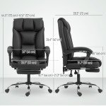 Executive Office Chair, Pet-Friendly Leather Ergonomic Desk Chair with Footrest, Swivel Recliner, Black