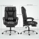 Executive Office Chair, Pet-Friendly Leather Ergonomic Desk Chair with Footrest, Swivel Recliner, Black