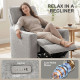 Power Recliner Chair, Linen-look Fabric Upholstered Recliner Chair with USB Ports, Footrest, Grey