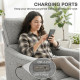 Power Recliner Chair, Linen-look Fabric Upholstered Recliner Chair with USB Ports, Footrest, Grey