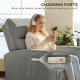 Power Recliner Chair, Fabric Upholstered Recliner Chair with USB Ports, Footrest, Grey