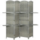 6 FT Privacy Screen, 4 Panel Room Divider with Shelves for Living Room Bedroom Home Office, Grey