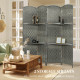 6 FT Privacy Screen, 4 Panel Room Divider with Shelves for Living Room Bedroom Home Office, Grey