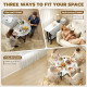 Folding Dining Table, Drop Leaf Table with Open Shelf, Rolling Kitchen Table for Dining Room, Small Spaces, White Marble