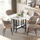Folding Dining Table, Drop Leaf Table with Open Shelf, Rolling Kitchen Table for Dining Room, Small Spaces, White Marble