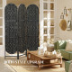 Bohemian Privacy Screen, Folding Room Divider with 3 Panels and Arched Top for Bedroom Living Room Office, Black