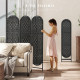 Bohemian Privacy Screen, Folding Room Divider with 3 Panels and Arched Top for Bedroom Living Room Office, Black