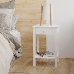 Multipurpose Bedside Table Night Stand W/ Drawer and Storage Shelf End Side Table Bedroom White