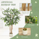 5FT Artificial Banyan Tree Set of 2, Fake Potted Tree with Solid Wood Trunk and Pot for Indoor