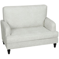 Modern Accent Chair, Leathaire Armchair with Turned Legs and Wide Seat, Single Sofa for Bedroom, Living Room, Cream White