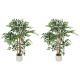 4FT Artificial Banyan Tree Set of 2, Fake Potted Tree with Solid Wood Trunk and Pot for Indoor