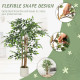4FT Artificial Banyan Tree Set of 2, Fake Potted Tree with Solid Wood Trunk and Pot for Indoor