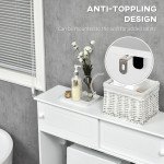 Modern Over The Toilet Storage, Bathroom Cabinets Over Toilet with 2 Sliding Doors, 3 Adjustable Shelves, White