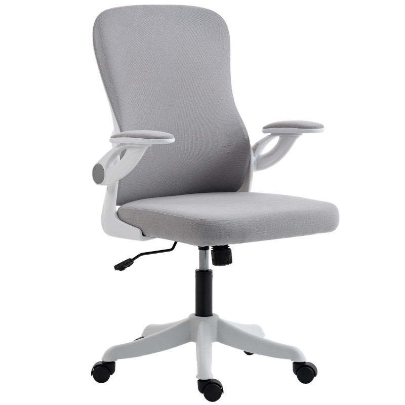 Ergonomic Office Chair, Swivel Desk Chair with Lumbar Support and Adjustable Height, Flip-up Armrests, Wheels, Black