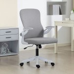 Ergonomic Office Chair, Swivel Desk Chair with Lumbar Support and Adjustable Height, Flip-up Armrests, Wheels, Black