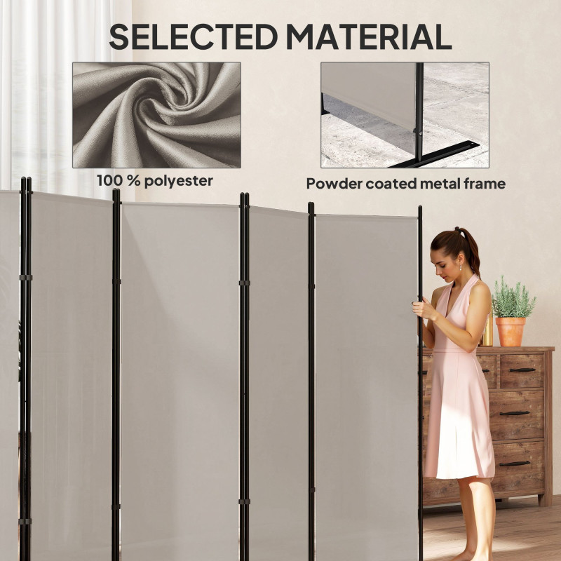 6 Panel Room Divider, 6 Ft Folding Privacy Screen, Portable Freestanding Partition Wall Divider, Beige