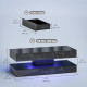 Coffee Table with Adjustable LED Lights, Center Table with 2 Drawers, Open Shelf, Remote, High Gloss Marble-Effect Black