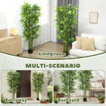 6FT Artificial Bamboo Trees Set of 2, Fake Plants with Nursery Pot for Indoor Decor