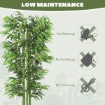 6FT Artificial Bamboo Trees Set of 2, Fake Plants with Nursery Pot for Indoor Decor