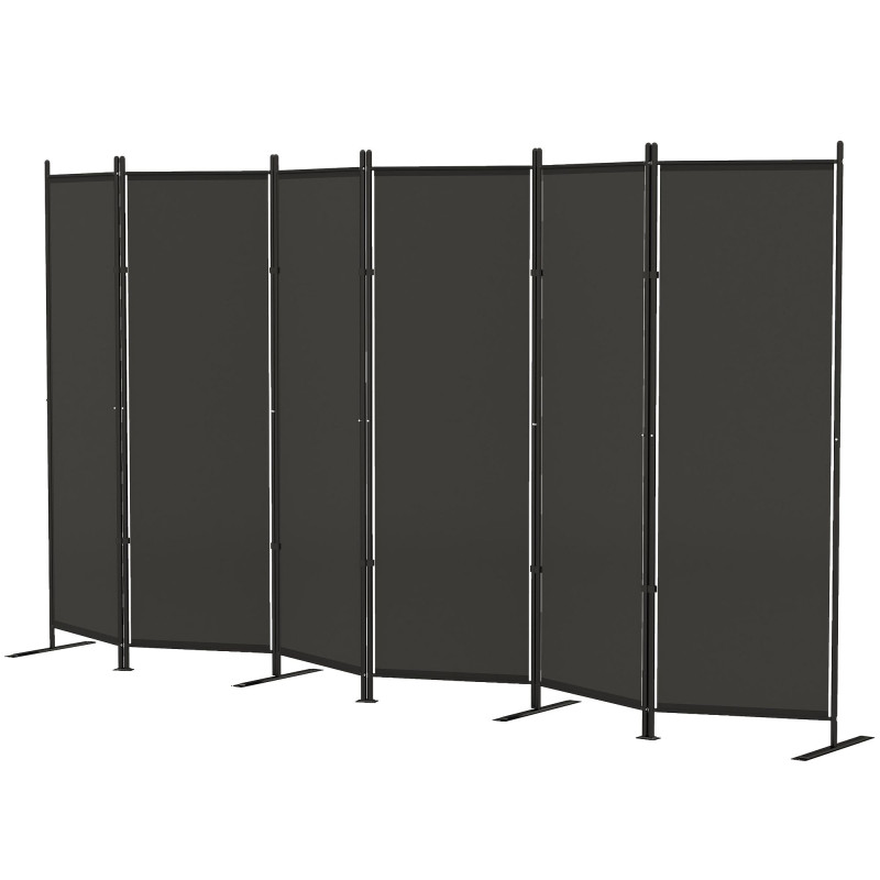 6 Panel Room Divider, 6 Ft Folding Privacy Screen, Portable Freestanding Partition Wall Divider, Charcoal Grey
