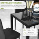 5-Piece Rectangular Glass Kitchen Table and Chairs with Metal Frame and Faux Leather Upholstery for Dining Room, Black