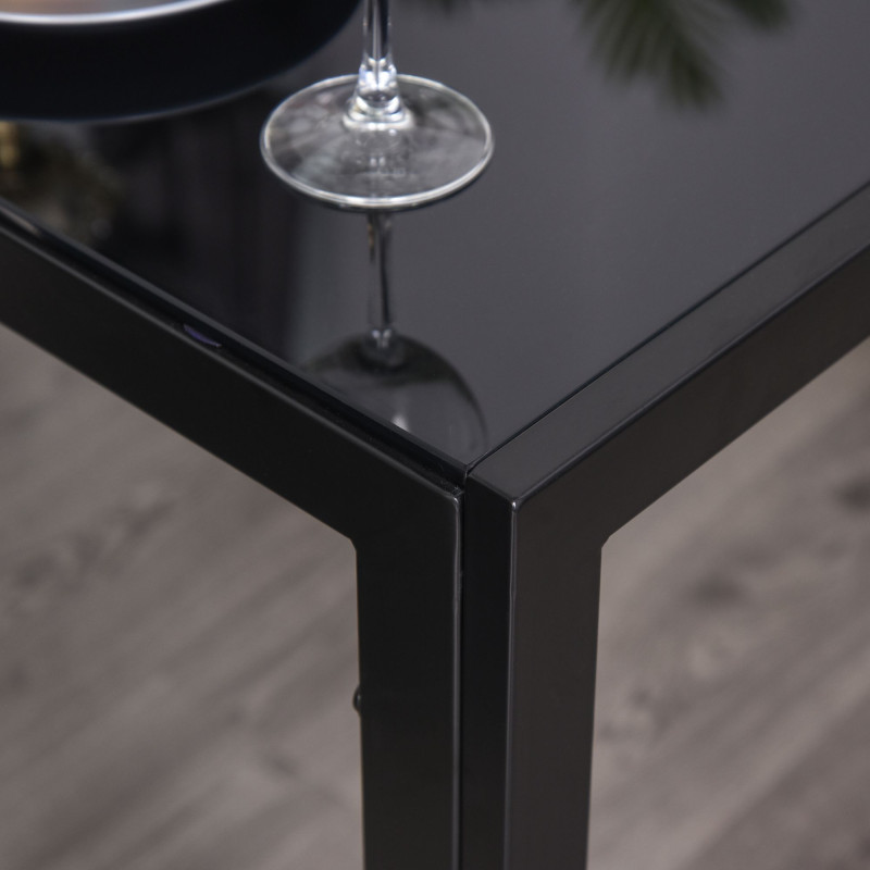 5-Piece Rectangular Glass Kitchen Table and Chairs with Metal Frame and Faux Leather Upholstery for Dining Room, Black