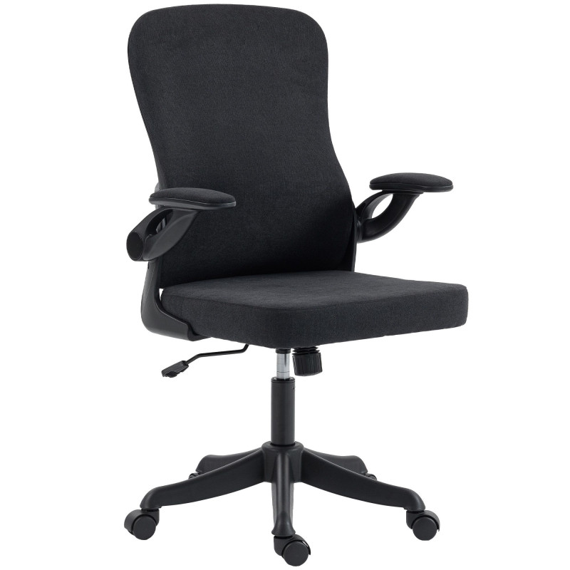 Ergonomic Office Chair, Swivel Desk Chair with Adjustable Lumbar Support and Height, Flip-up Armrests, Wheels, Black