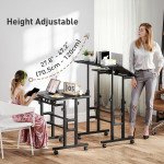 Mobile Stand Up Desk, Height & Angle Adjustable Computer Desk with Wheels for Standing or Sitting, Laptop Desk, Black