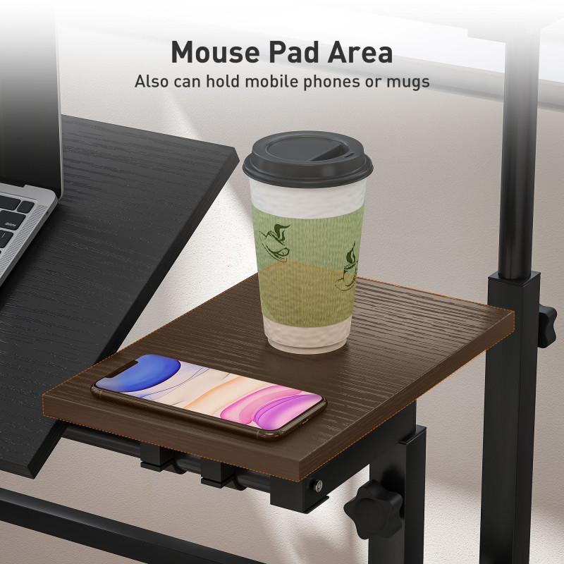 Mobile Stand Up Desk, Height & Angle Adjustable Computer Desk with Wheels for Standing or Sitting, Laptop Desk, Black