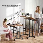 Mobile Stand Up Desk, Height & Angle Adjustable Computer Desk with Wheels for Standing or Sitting, Laptop Desk, Brown