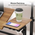 Mobile Stand Up Desk, Height & Angle Adjustable Computer Desk with Wheels for Standing or Sitting, Laptop Desk, Brown