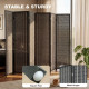 Folding Privacy Screen, 6 Panel Room Divider, Freestanding Partition with Handwoven Bamboo and Pine Wood Frame, Black