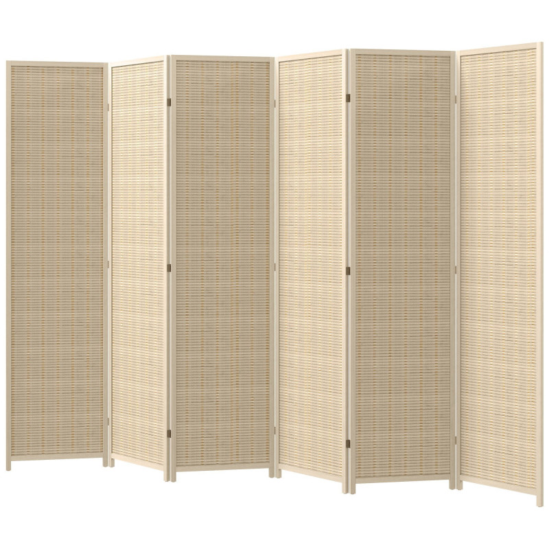 Woven Bamboo Room Divider, 6 Panel Folding Indoor Privacy Screens for Home Office, Natural Wood