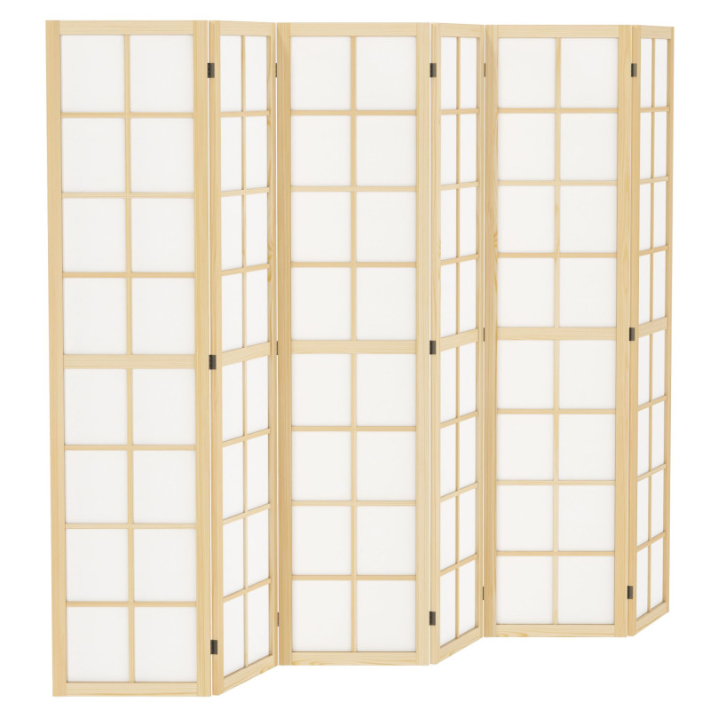 6 Panel Room Divider, 5.6 ft Folding Wall Divider Room Partition for Home Office, Bedroom, Living Room, Natural Wood