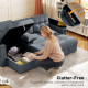 Convertible Sectional Sofa Bed, Pull Out Sleeper Sofa Couch with USB‑A+C, Chaise Storage, L-Shaped Futon Couch, Dark Grey