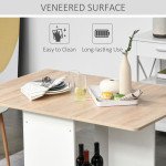 Foldable Dining Table, Folding Table with Storage Shelf, Drop-Leaf Kitchen Table for Dining Room, Oak