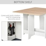 Foldable Dining Table, Folding Table with Storage Shelf, Drop-Leaf Kitchen Table for Dining Room, Oak