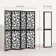 4 Panel Room Divider, 5.6 FT Lightweight Folding Privacy Screen with Geometric Pattern for Living Room, Bedroom, Black