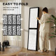 4 Panel Room Divider, 5.6 FT Lightweight Folding Privacy Screen with Geometric Pattern for Living Room, Bedroom, Black