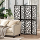 4 Panel Room Divider, 5.6 FT Lightweight Folding Privacy Screen with Geometric Pattern for Living Room, Bedroom, Black